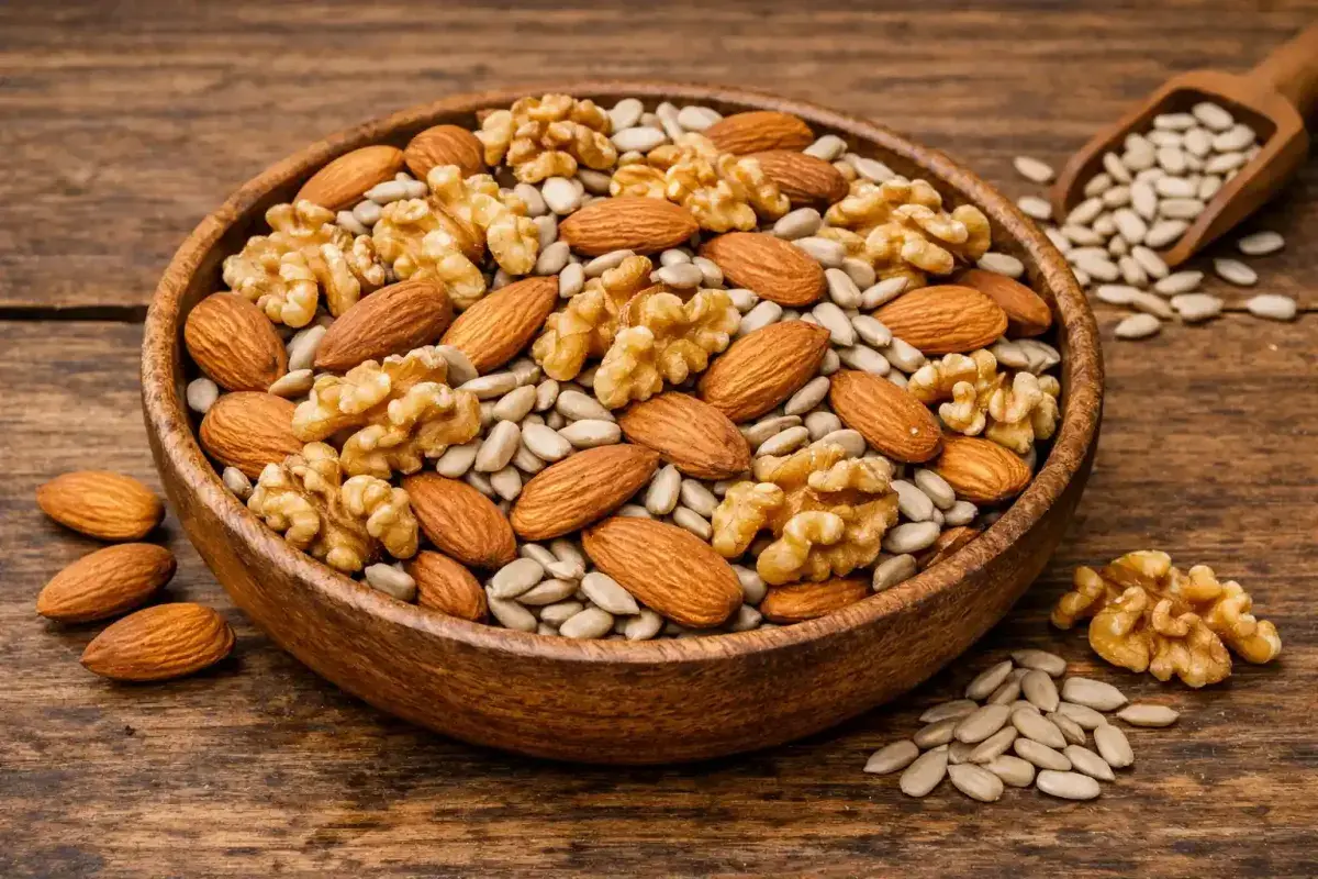 Nuts and seeds rich in nutrients for healthy hair