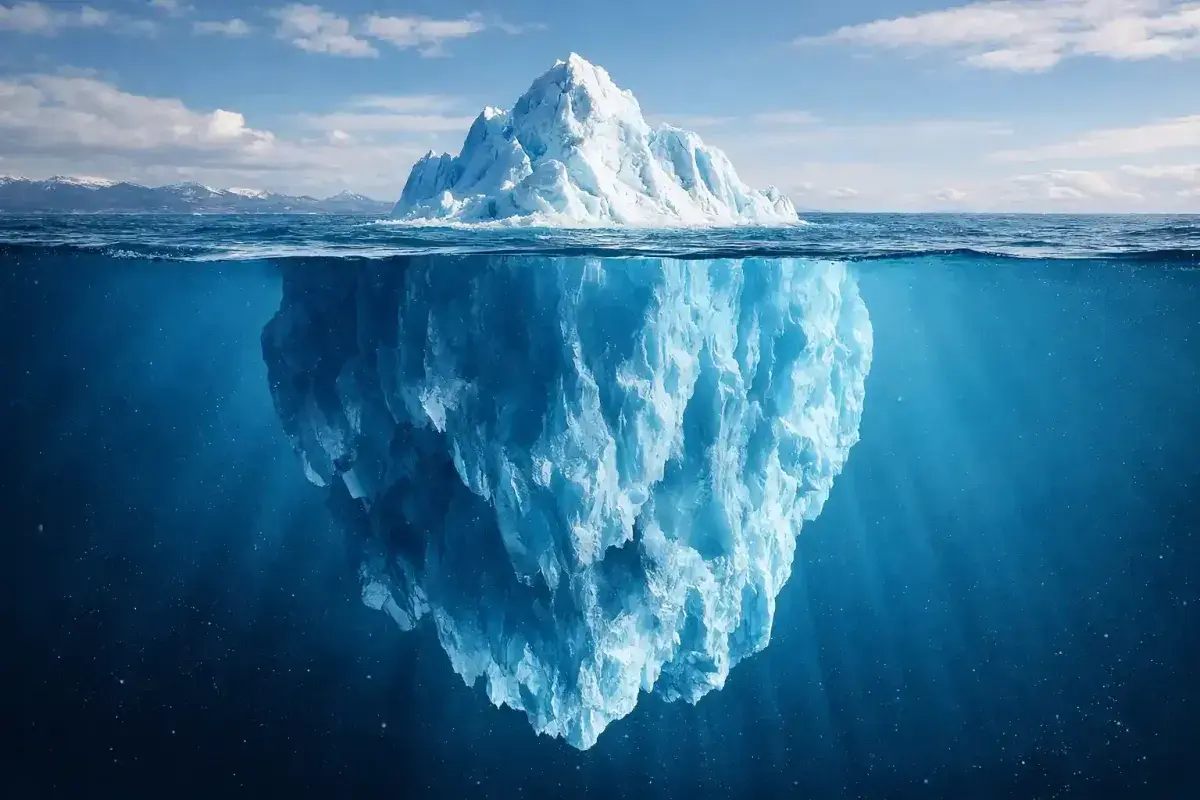 Iceberg showing most of its mass underwater
