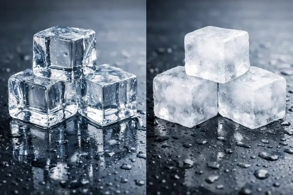 Clear ice versus cloudy ice comparison
