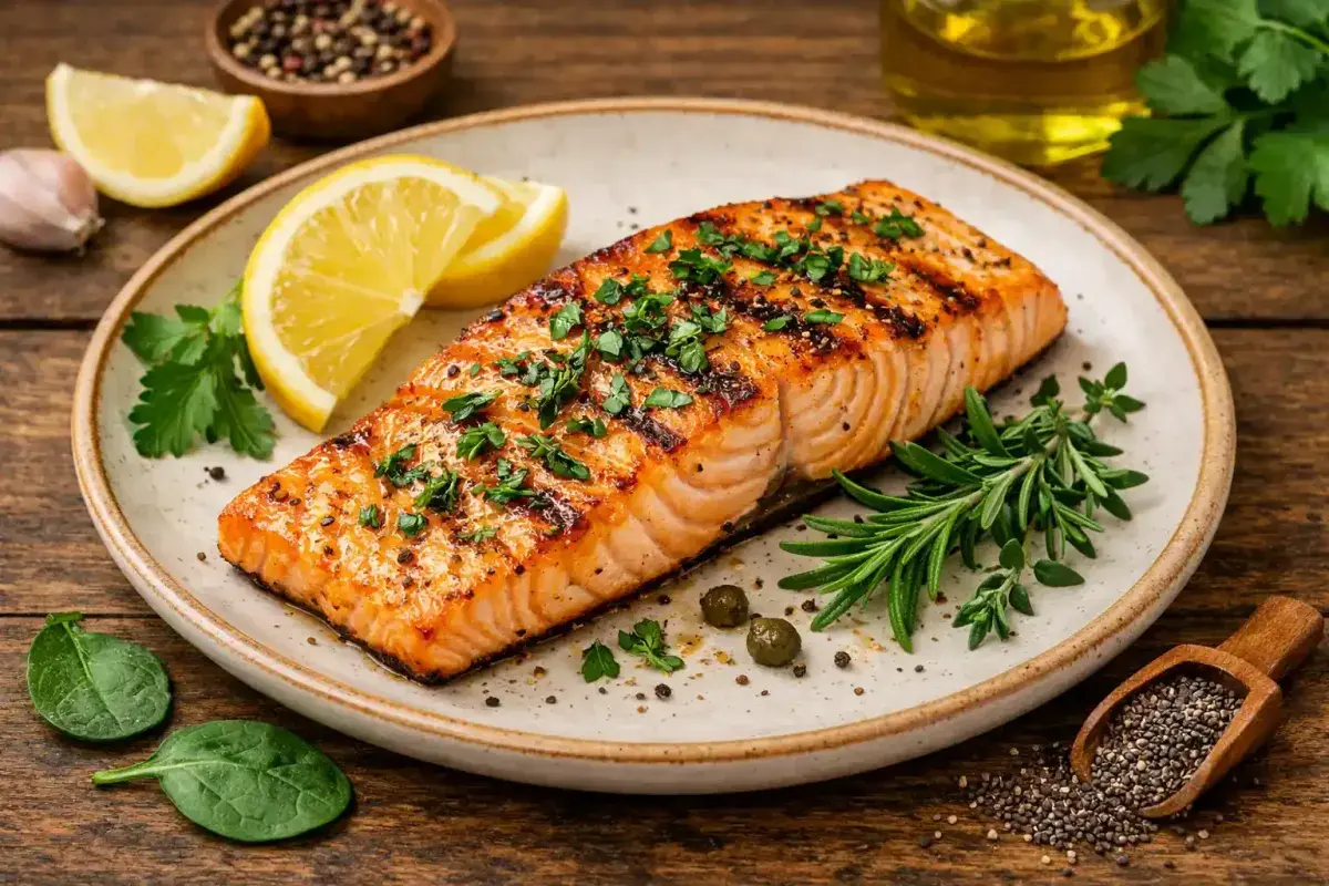 Salmon rich in omega fatty acids for shiny hair