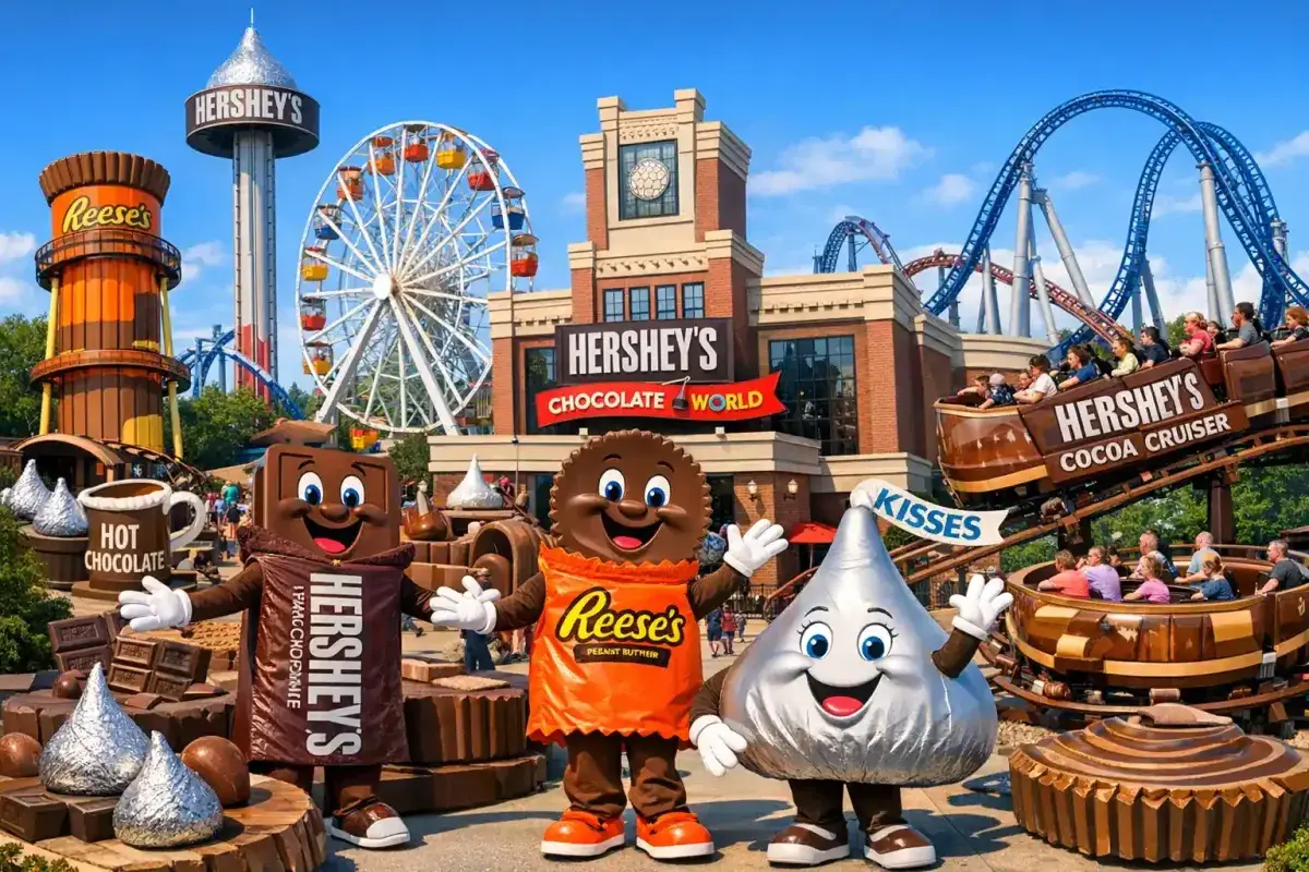 Hersheypark amusement park with chocolate theme