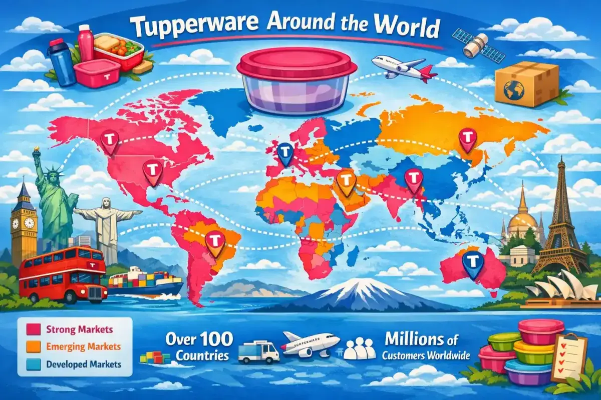 Illustration of Tupperware presence around the world