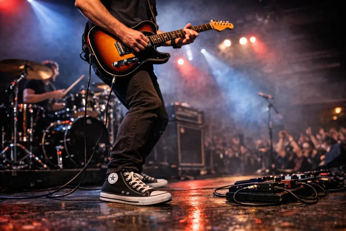 Musician wearing Converse on stage