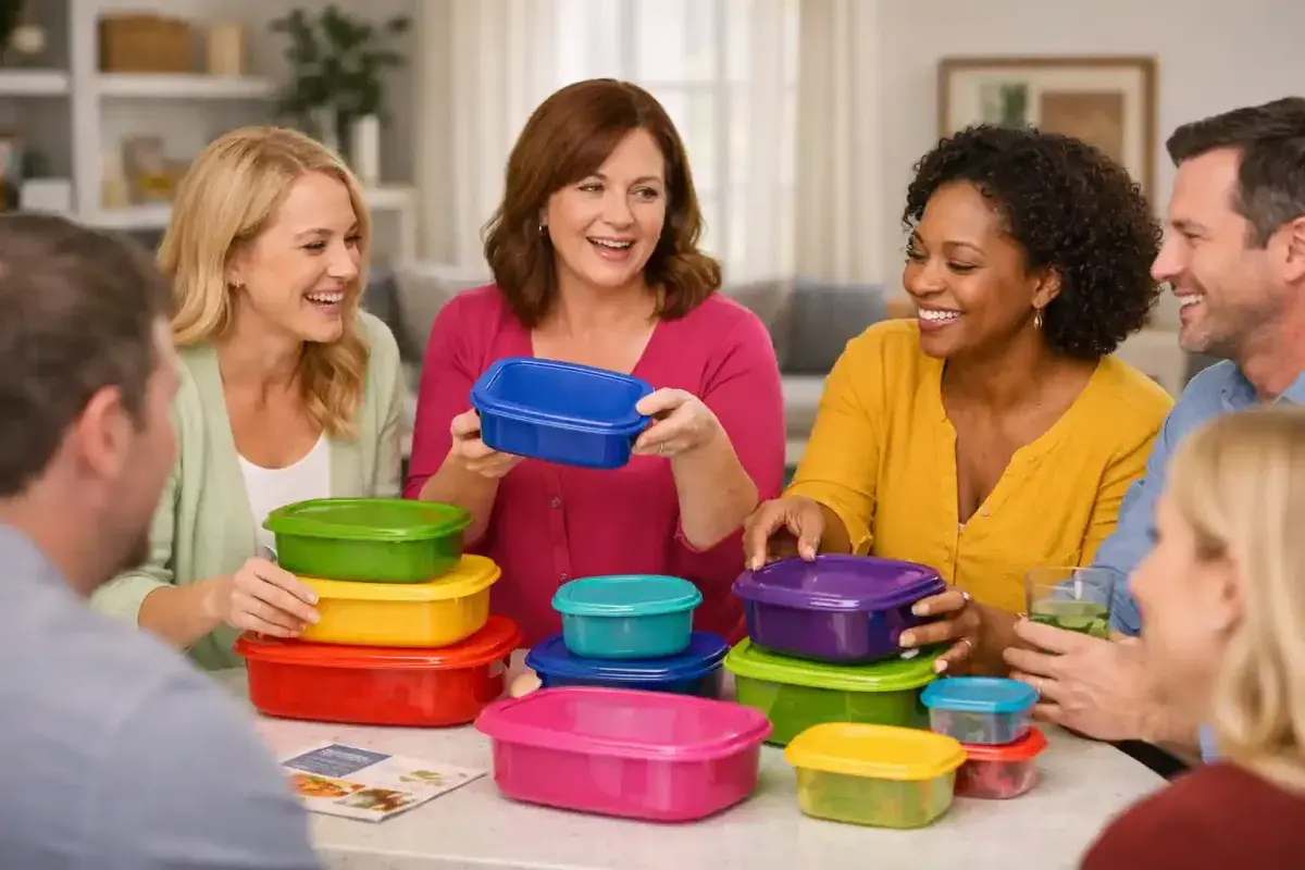 People attending a Tupperware style home sales party