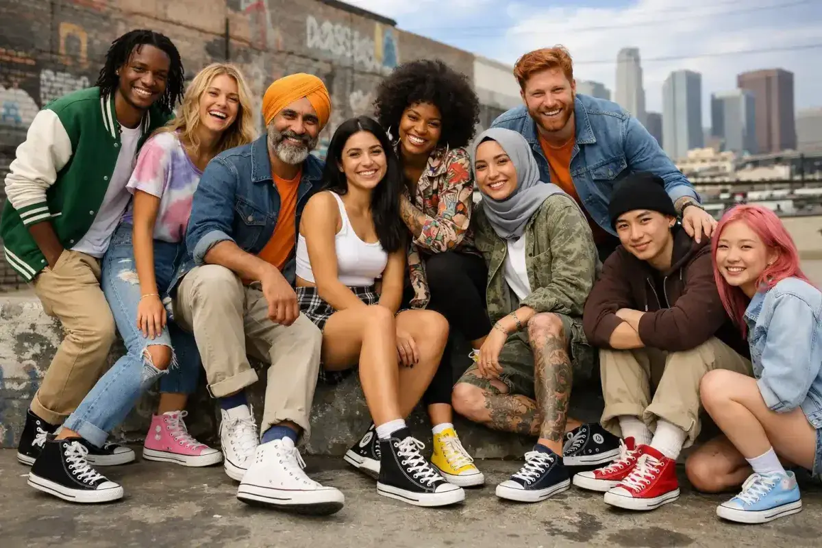 People from different backgrounds wearing Converse