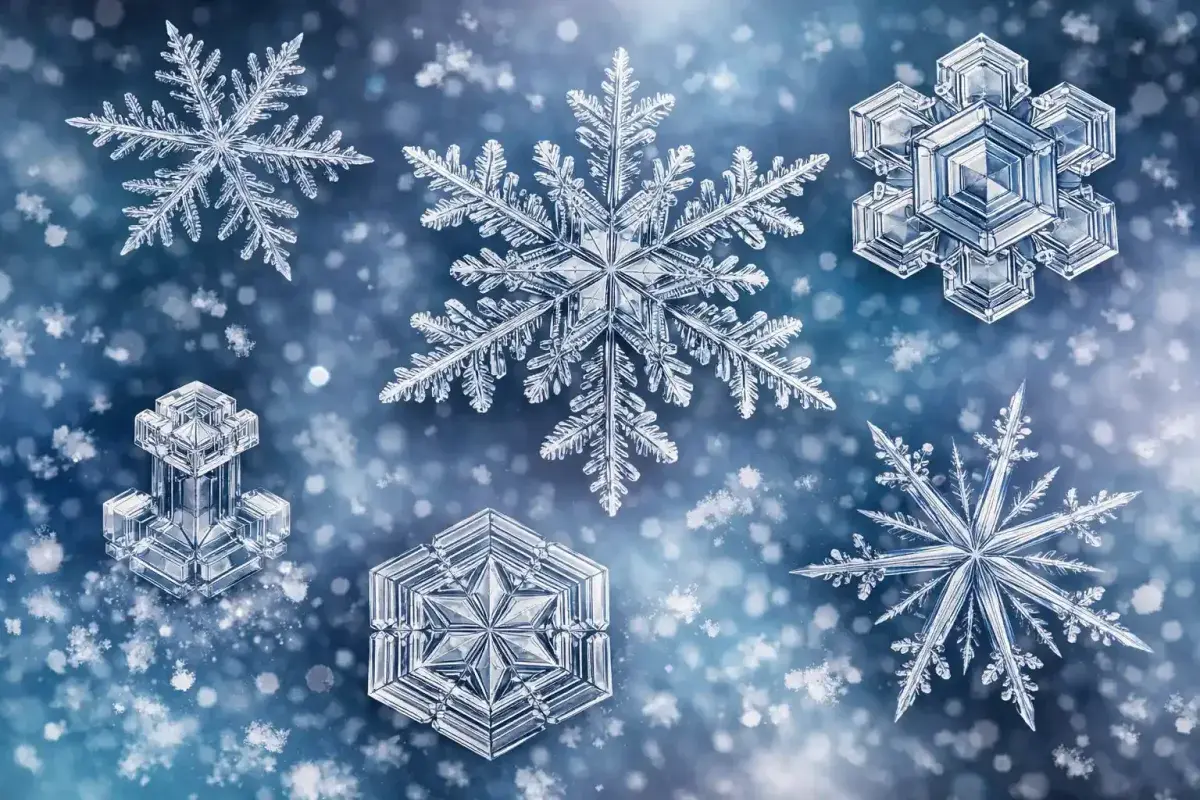 Unique snowflake crystal structures up close