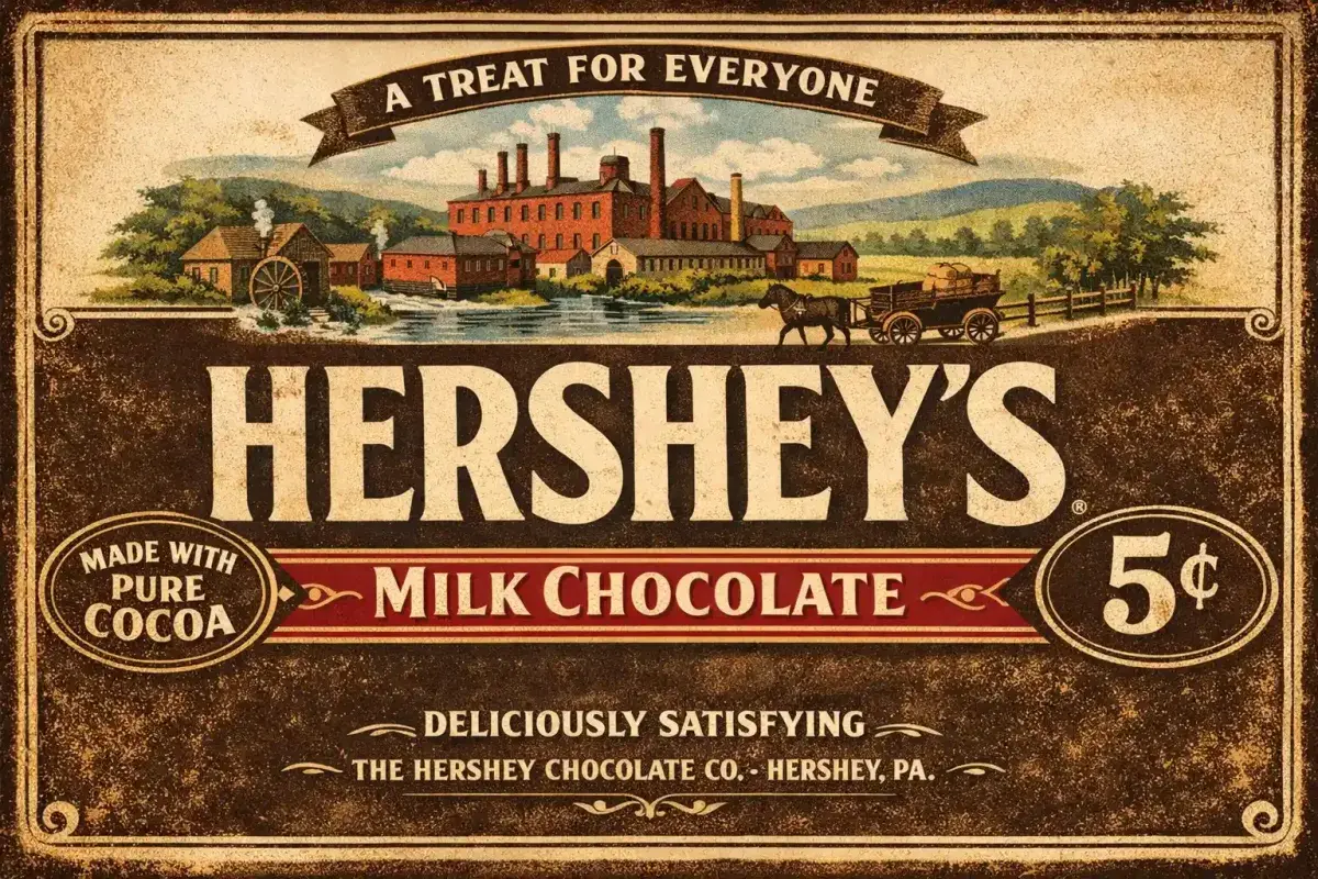 Original Hershey chocolate bar packaging design
