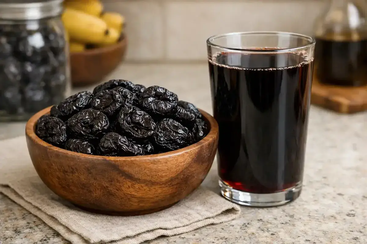 Prunes and prune juice for digestive health support