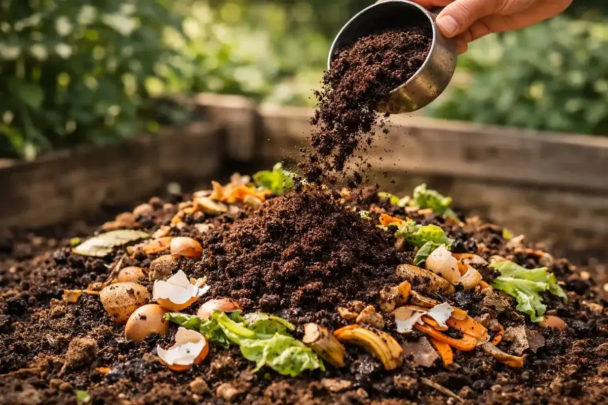 Adding Coffee Grounds to a Compost Pile