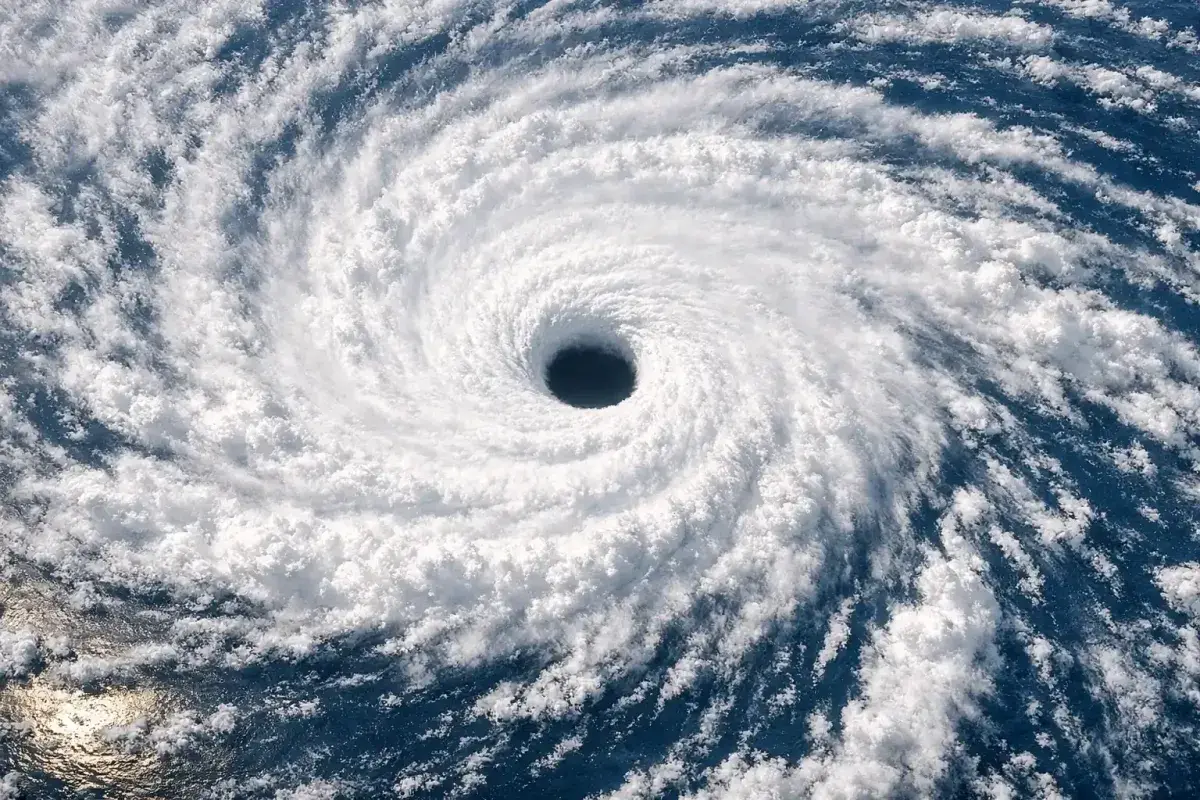Clear Eye at the Center of a Powerful Typhoon