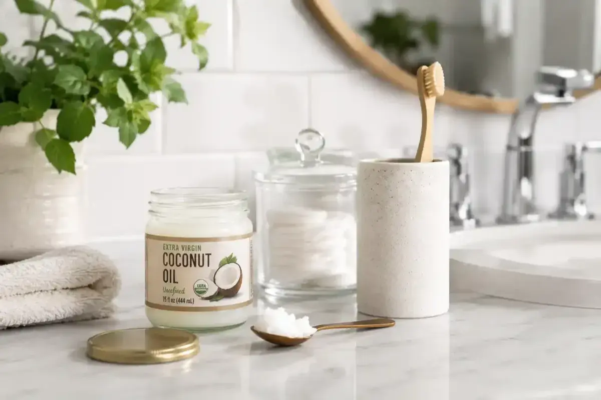 Coconut oil used for natural oral care routine