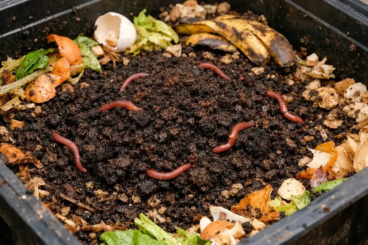 Coffee Grounds Added to a Worm Composting Bin