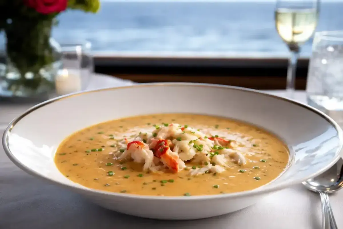 Creamy Virginia She Crab Soup Garnished with Fresh Crab Meat