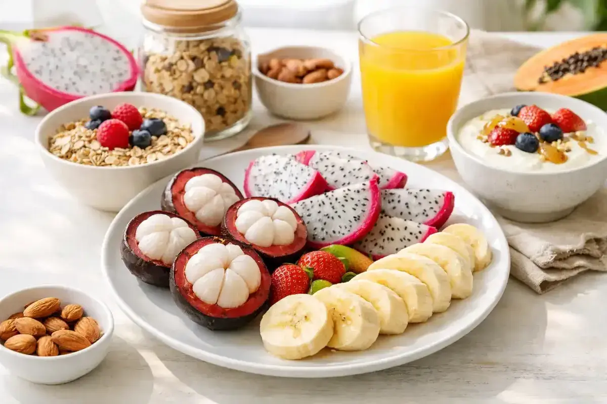 Fresh Mangosteen Served with Fiber Rich Tropical Fruits