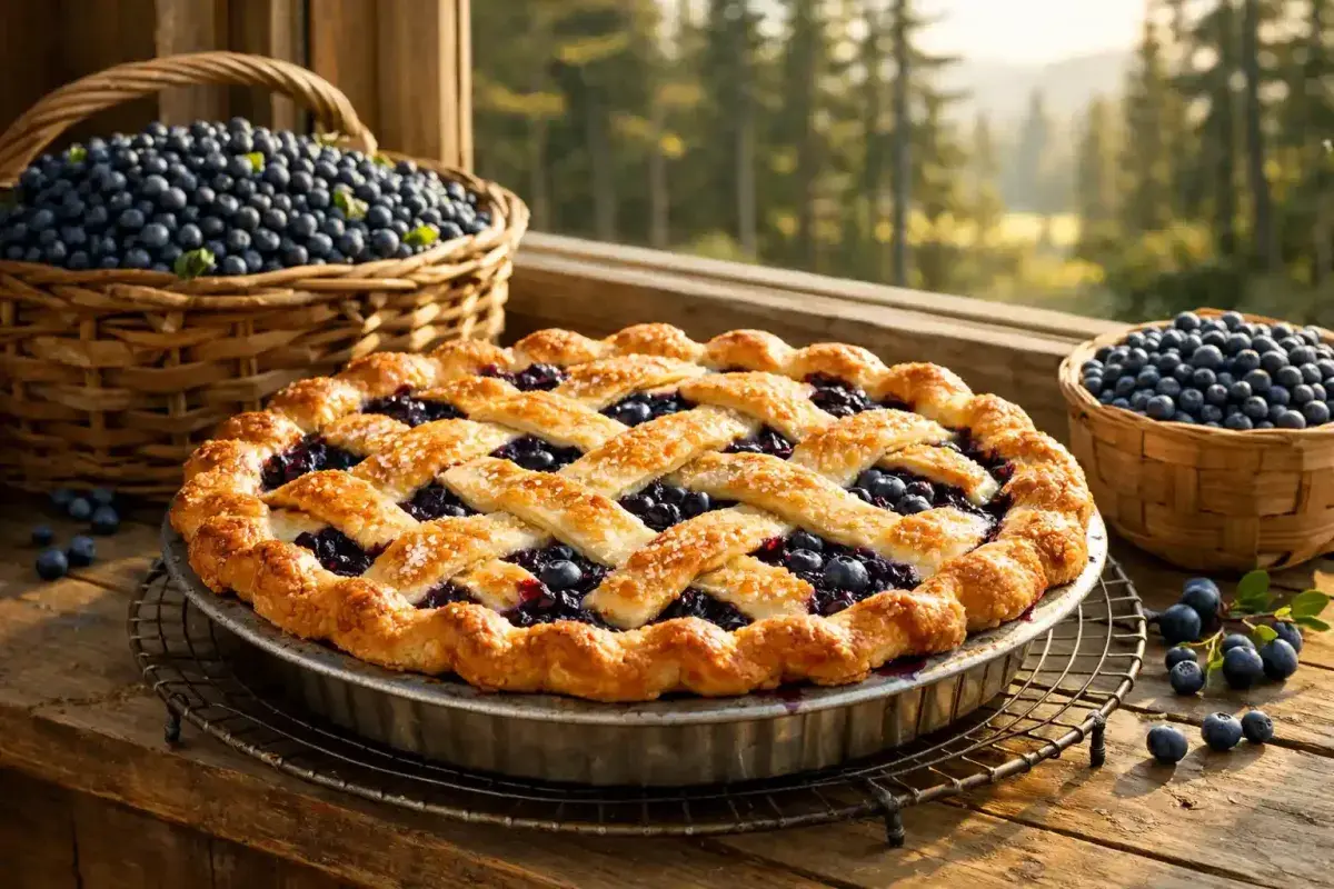 Fresh baked wild Maine blueberry pie