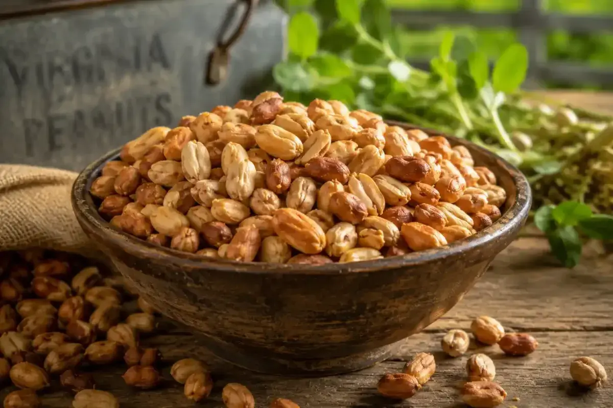 Freshly Roasted Virginia Peanuts in a Rustic Bowl