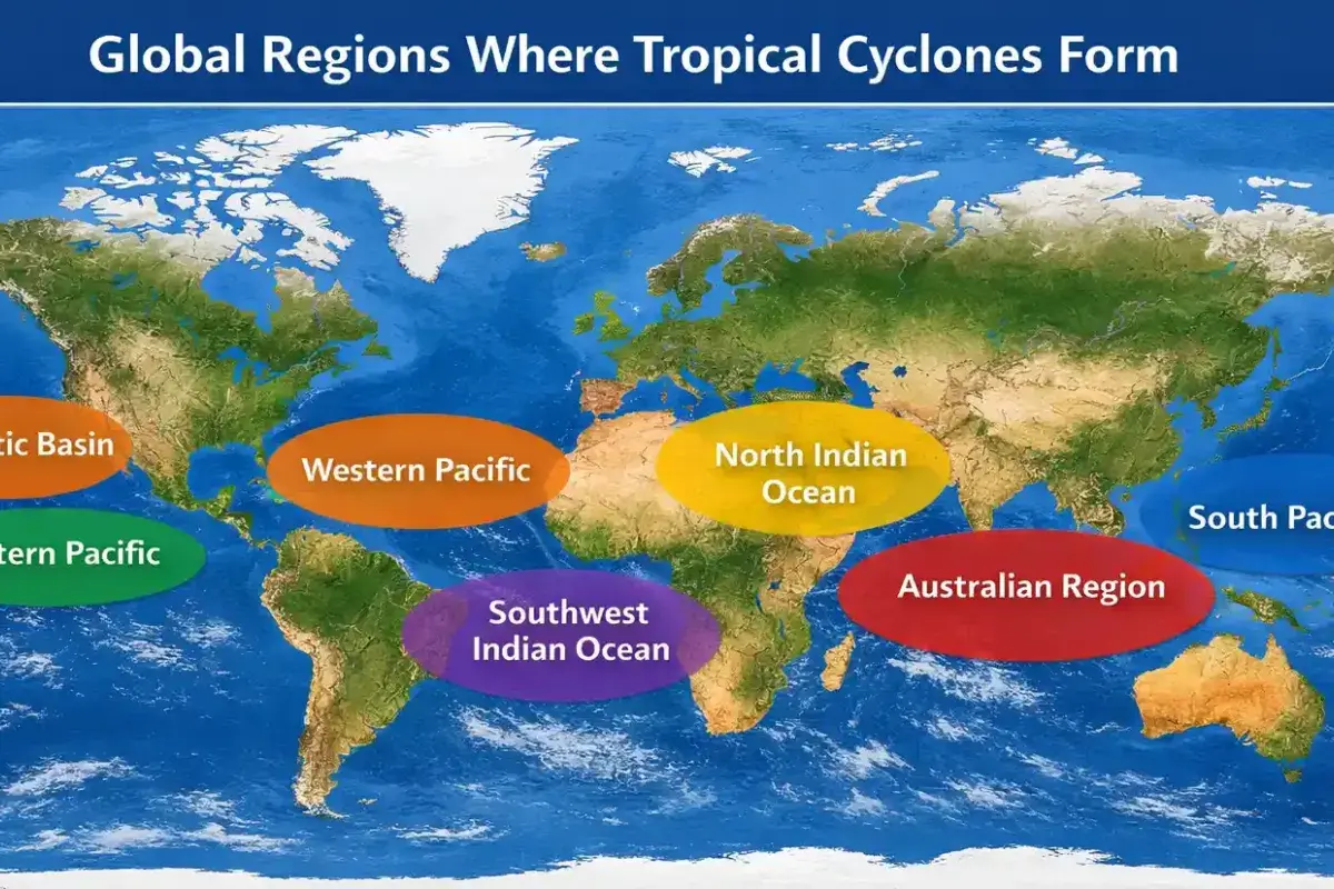 Global Regions Where Tropical Cyclones Form
