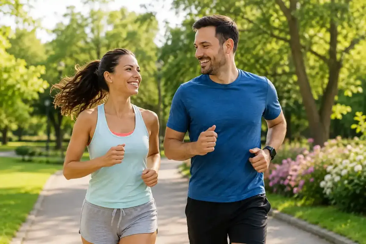 Healthy couple enjoying an active lifestyle outdoors