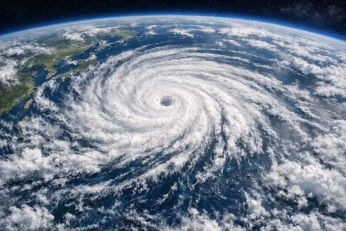 Massive Typhoon Spanning Hundreds of Kilometers