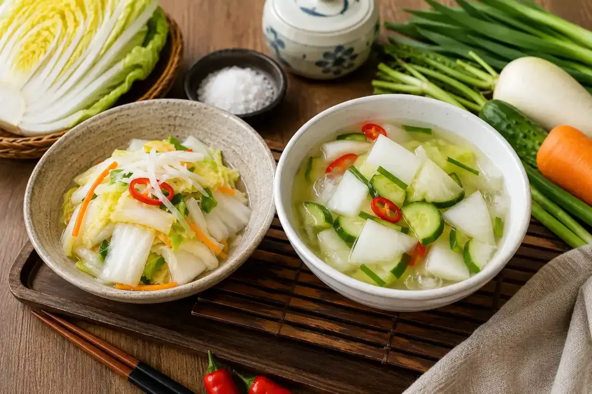 Mild Korean Kimchi Varieties Without Strong Spicy Flavor