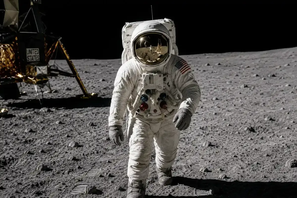 Neil Armstrong During the Historic Moon Landing