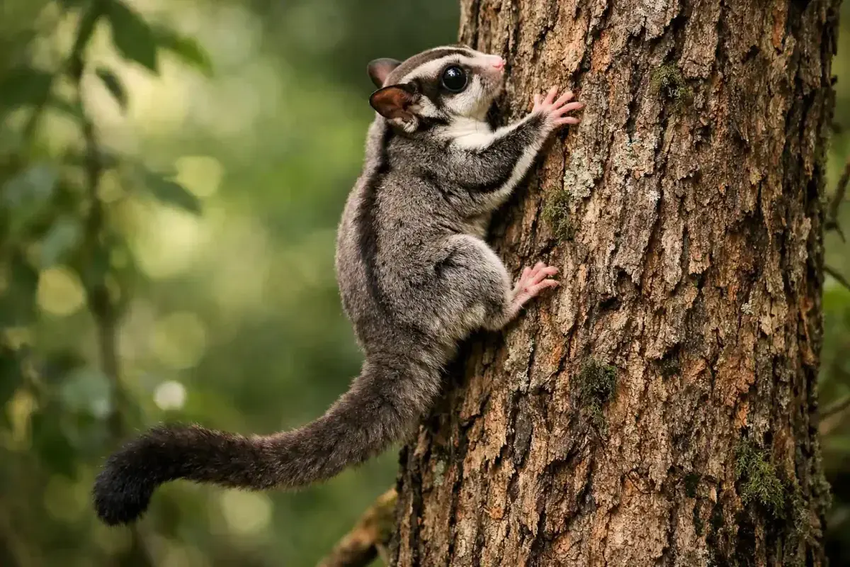 Sugar Glider Using Its Tail For Balance