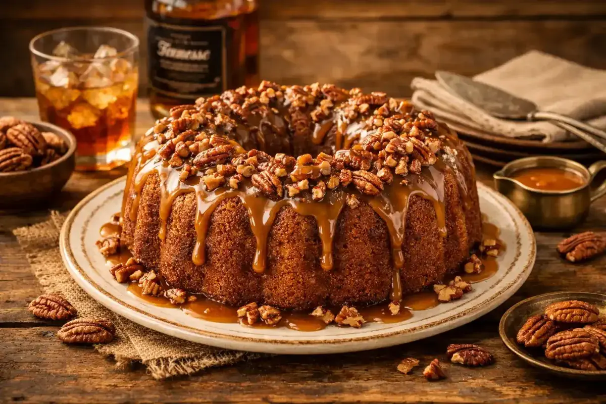 Traditional Tennessee Whiskey Cake with Pecan Glaze