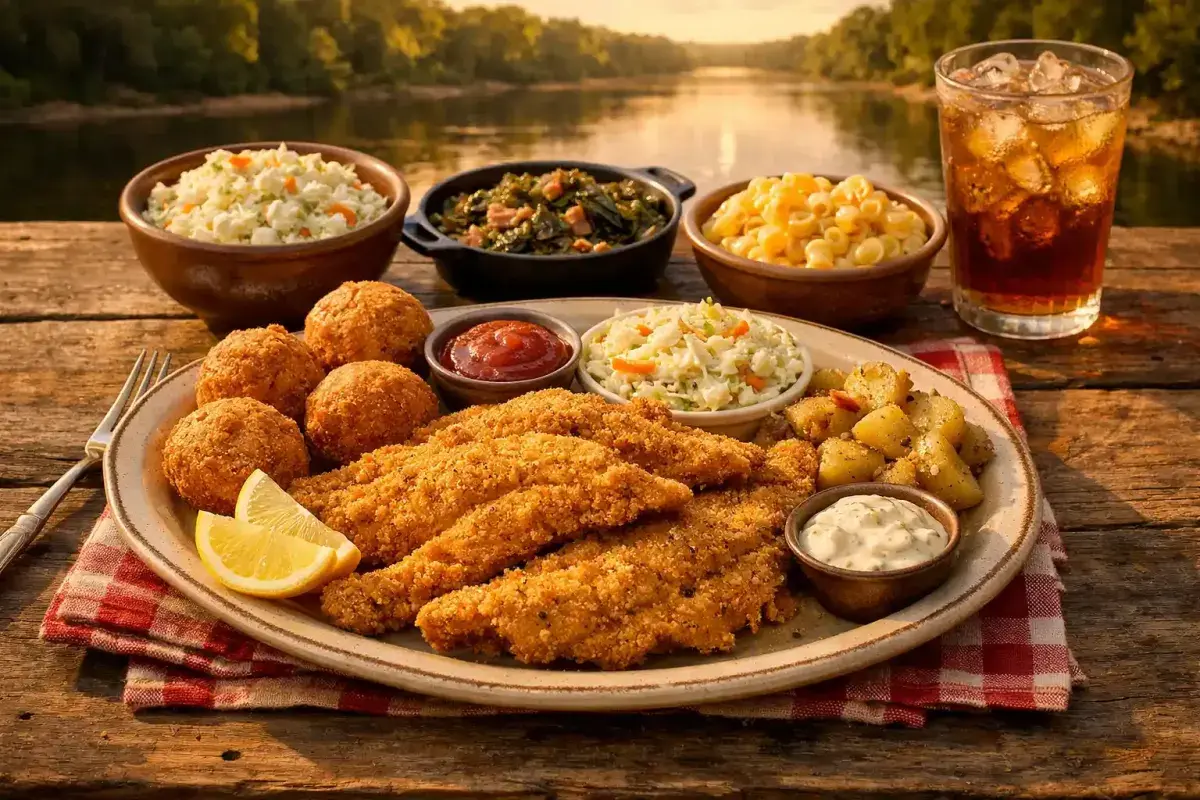 Traditional West Tennessee Fried Catfish Meal