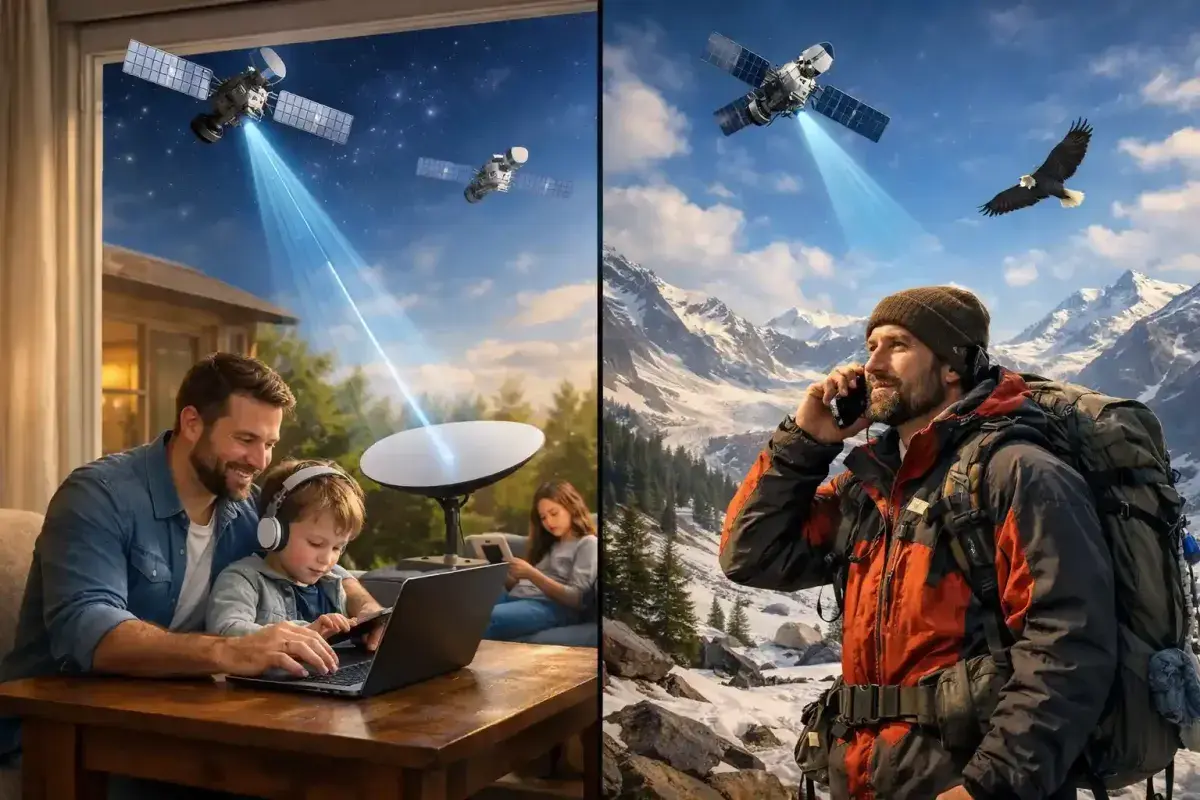 Comparison between satellite broadband and satellite phone communications