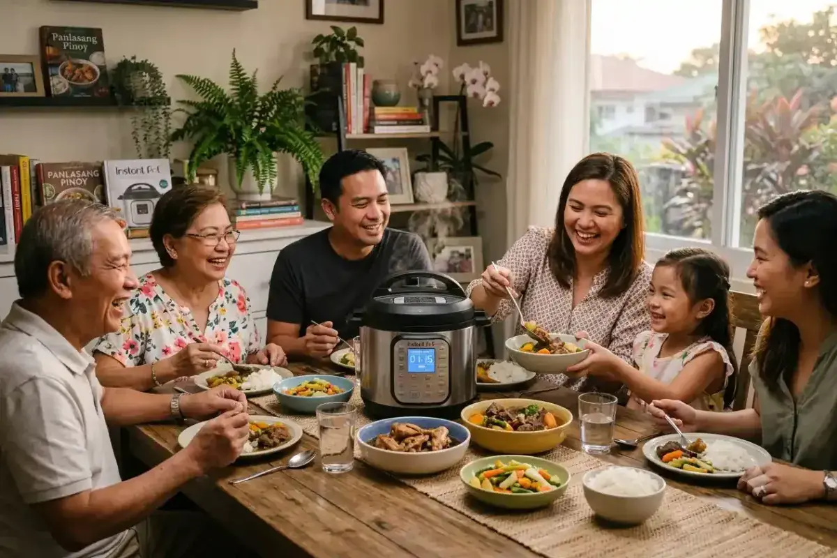 Family celebrating a successful homemade Instant Pot meal