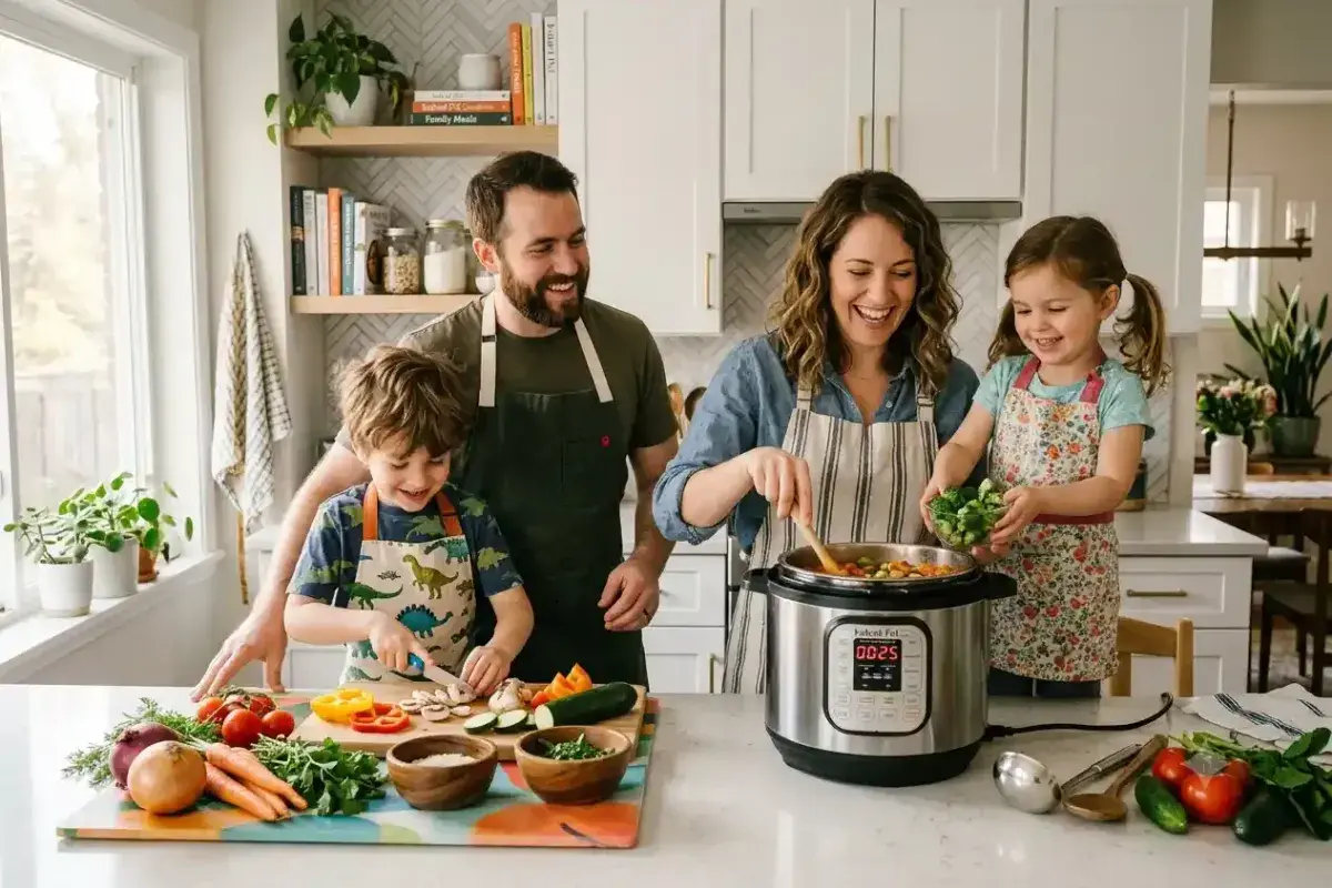 Family discovering the joy of cooking with an Instant Pot