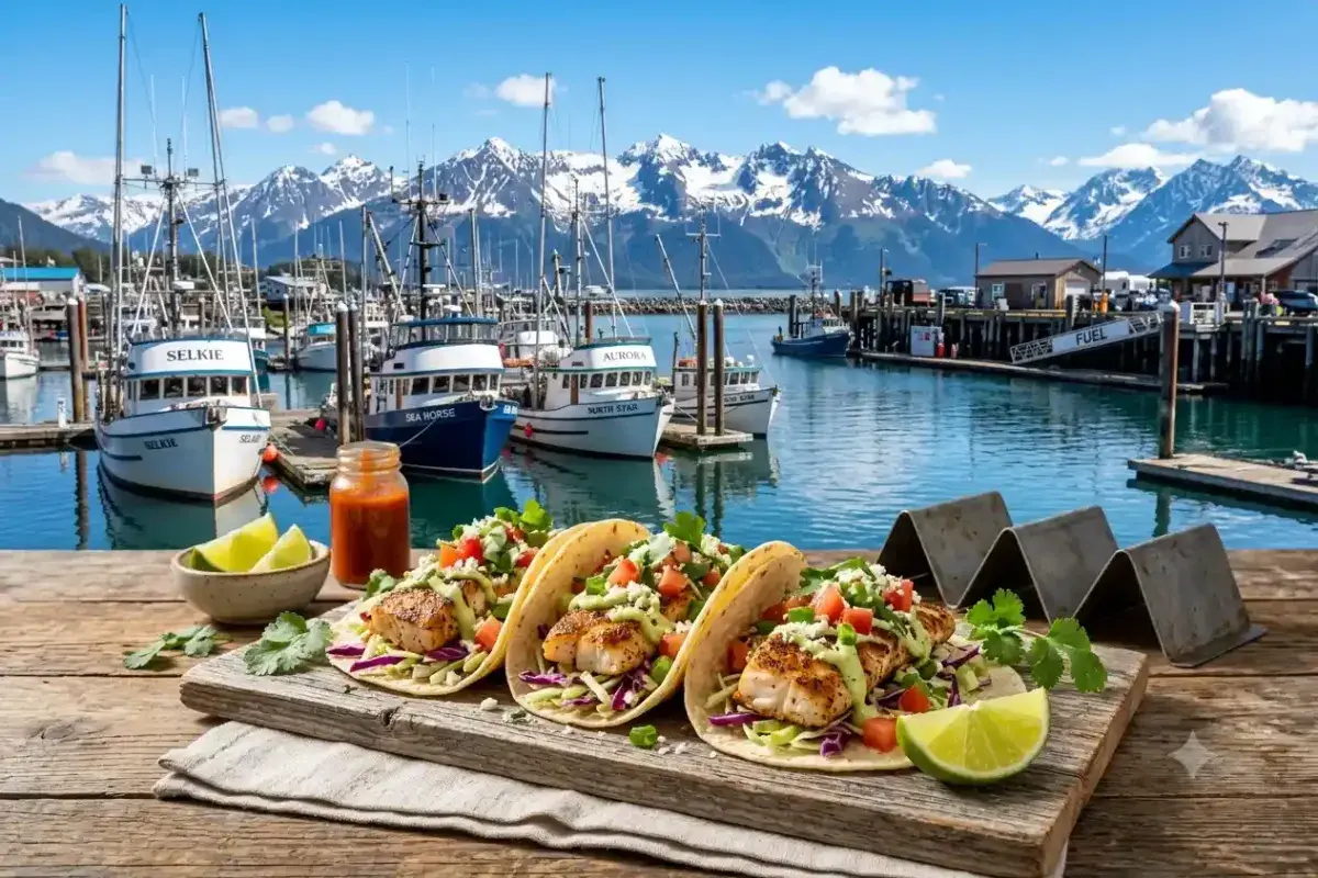 Fresh Alaska Rockfish Tacos by the Harbor