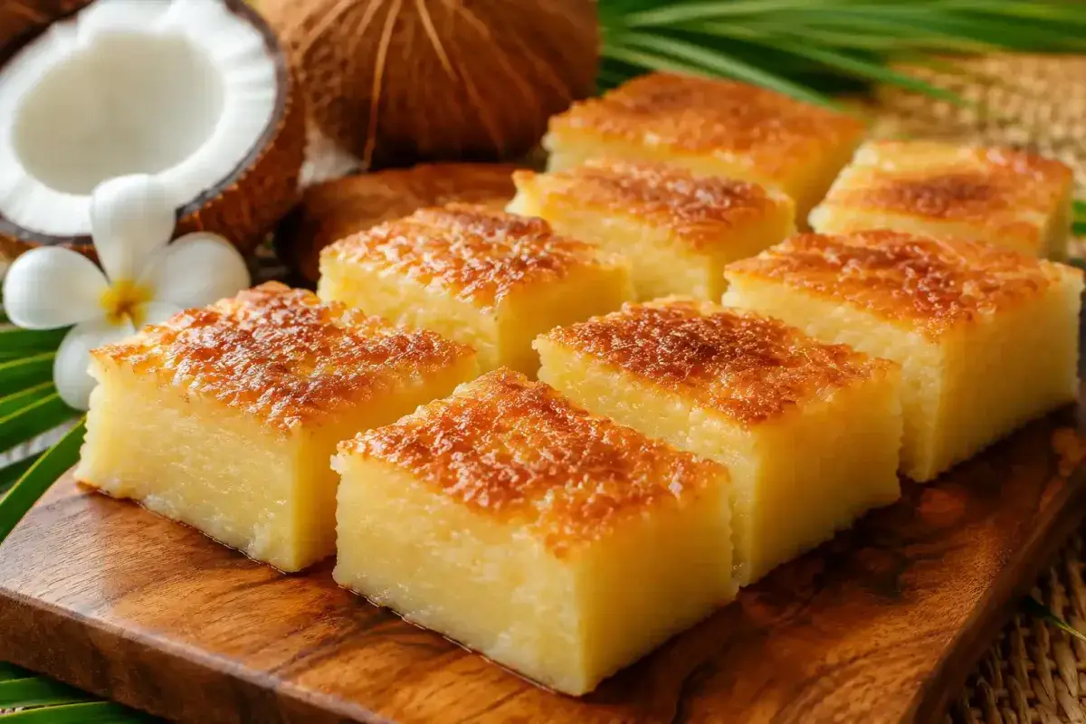 Fresh baked Hawaiian butter mochi squares