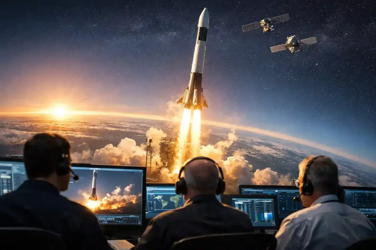 Reusable rocket launching communication satellites into low Earth orbit