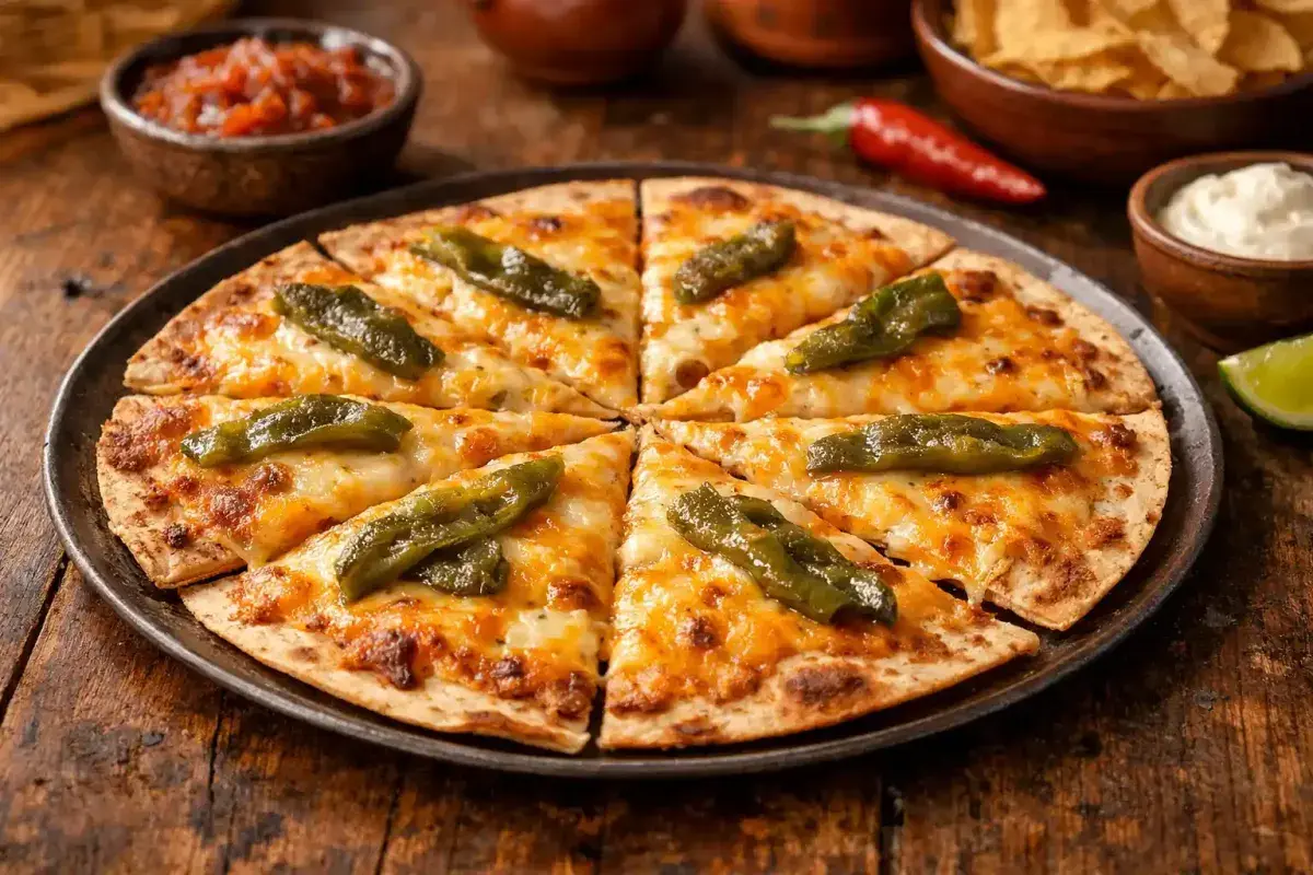 Traditional Arizona cheese crisp with melted cheese on a crispy flour tortilla