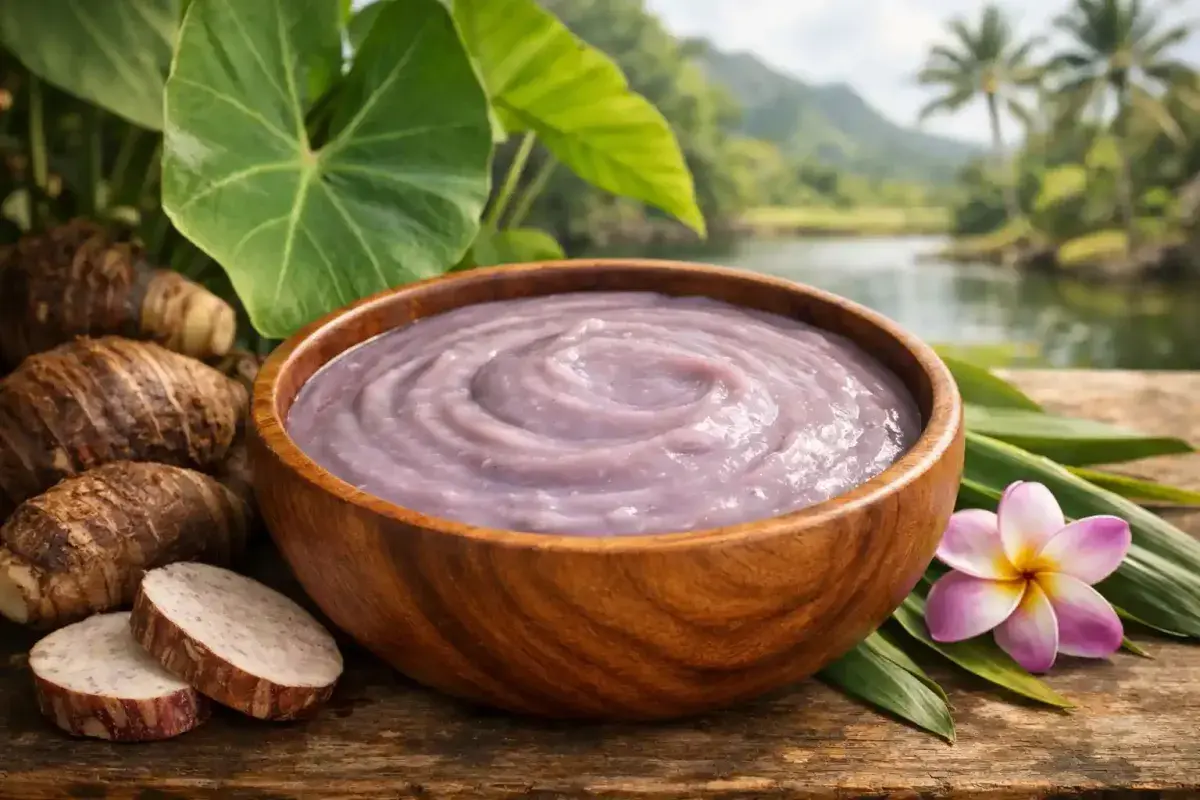 Traditional Hawaiian poi made from fresh taro
