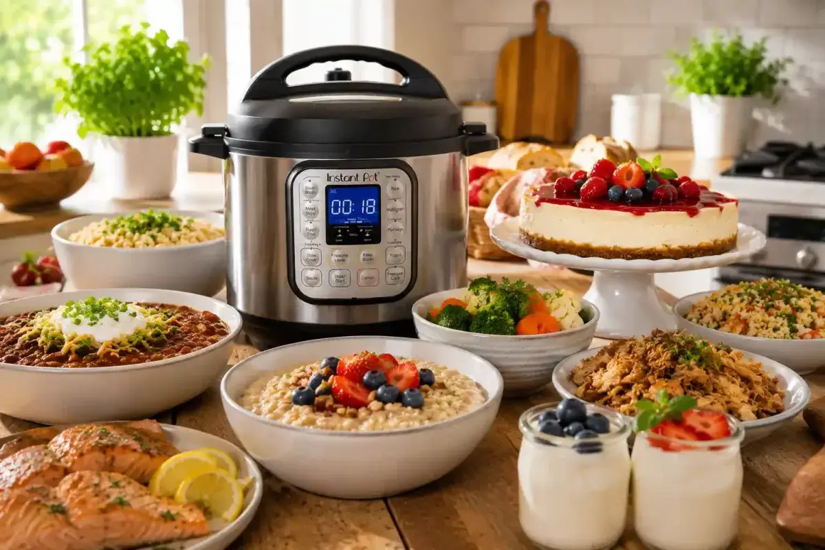 Variety of meals and desserts made with an Instant Pot