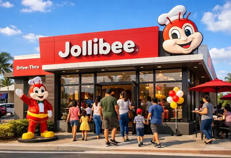 Jollibee restaurant welcoming customers on a sunny day