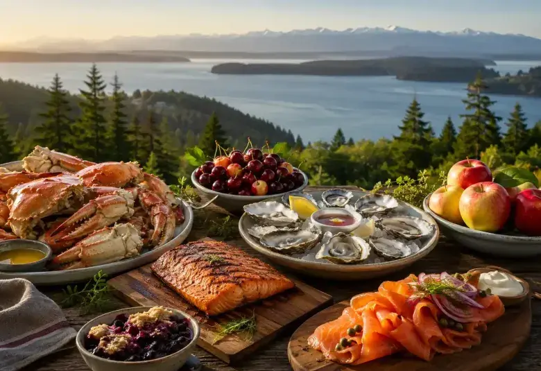 Must try foods in Washington featuring seafood, fruit, and regional specialties
