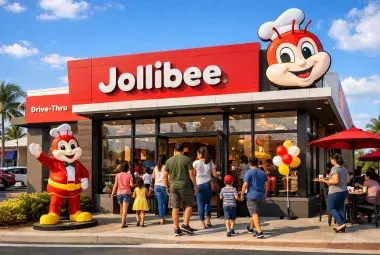 Jollibee restaurant welcoming customers on a sunny day