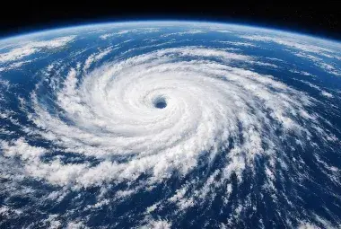 Satellite View of a Powerful Typhoon Over the Ocean