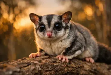 Sugar Glider Portrait In Natural Habitat