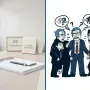 A split-image contrasting a professional HR setting with silhouettes of the Big Bang Theory cast in chaos, symbolizing the challenge of workplace conflict resolution.