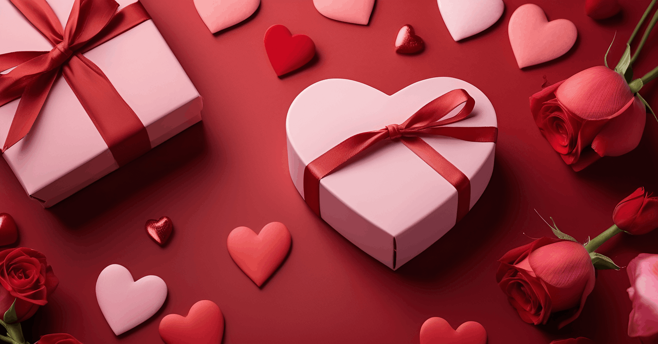 heart box and roses