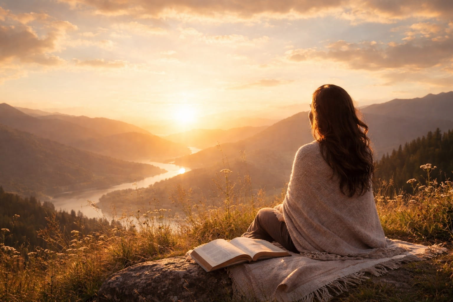 woman and sunset