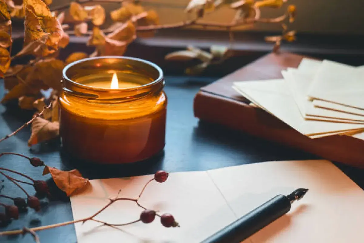 Candlelight Beside an Open Journal