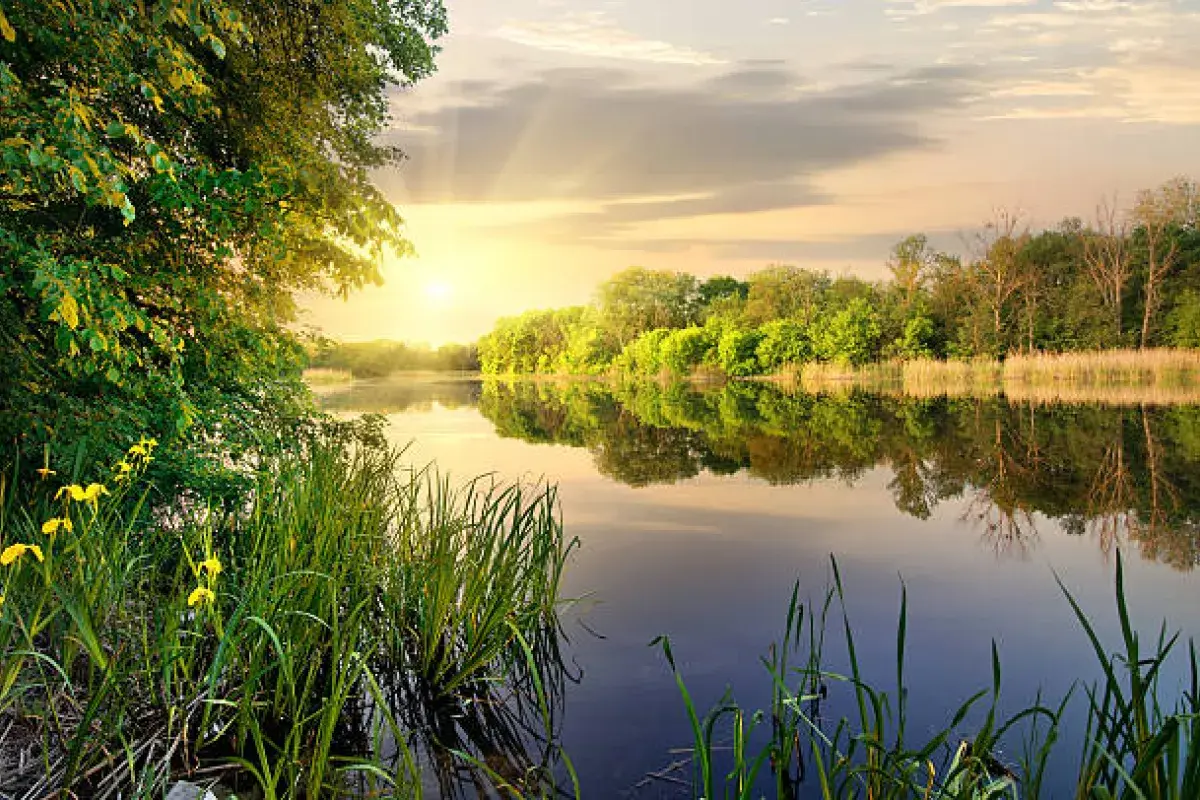 Calm lake reflecting morning sky representing clarity and intentional living