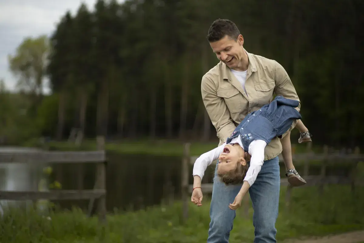playful father and son 