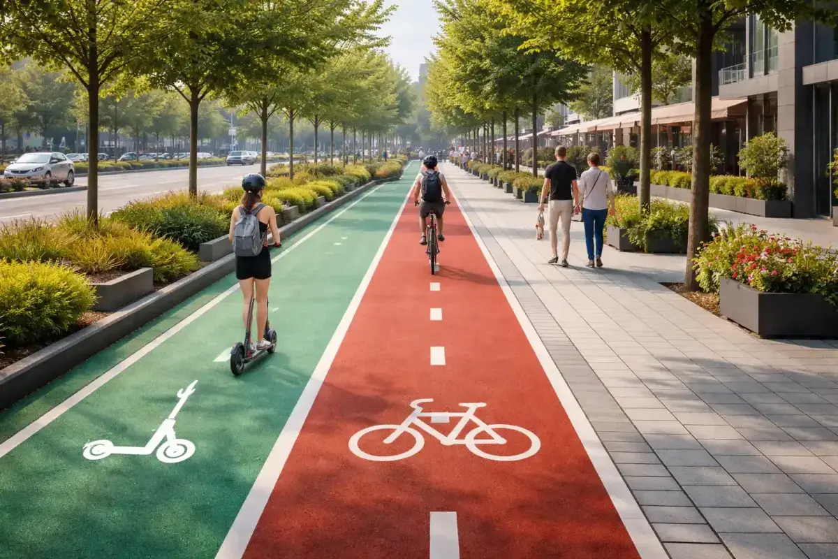 Infrastructure design can reduce conflicts between pedestrians and riders