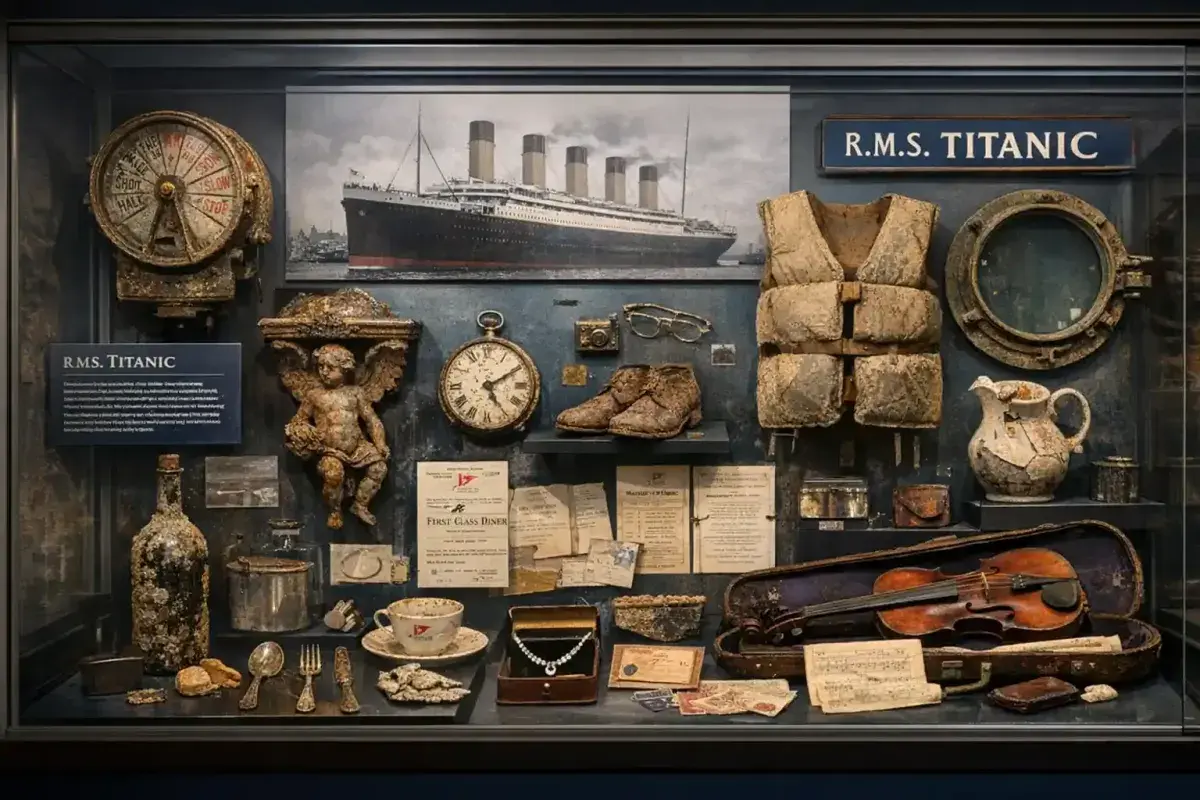 Museum display of Titanic artifacts preserved for public education